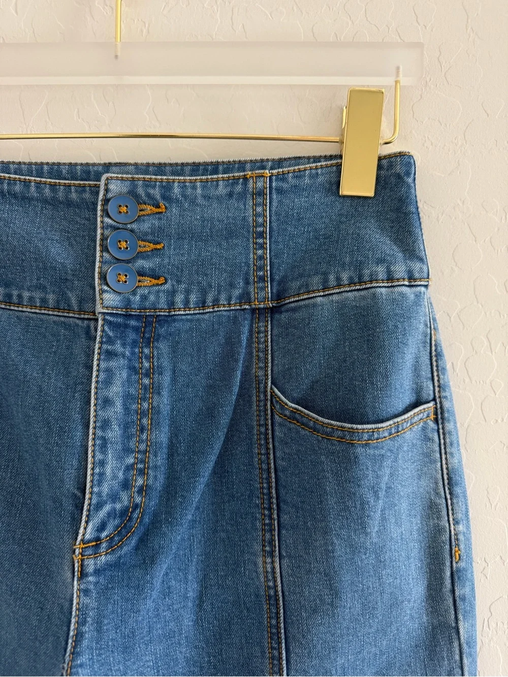 Kate Spade Denim Cropped Flare Pant Button Fly Jeans Size 27